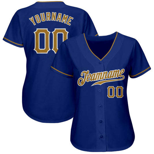 Custom Royal Old Gold-White Authentic Baseball Jersey - Sky-Custom