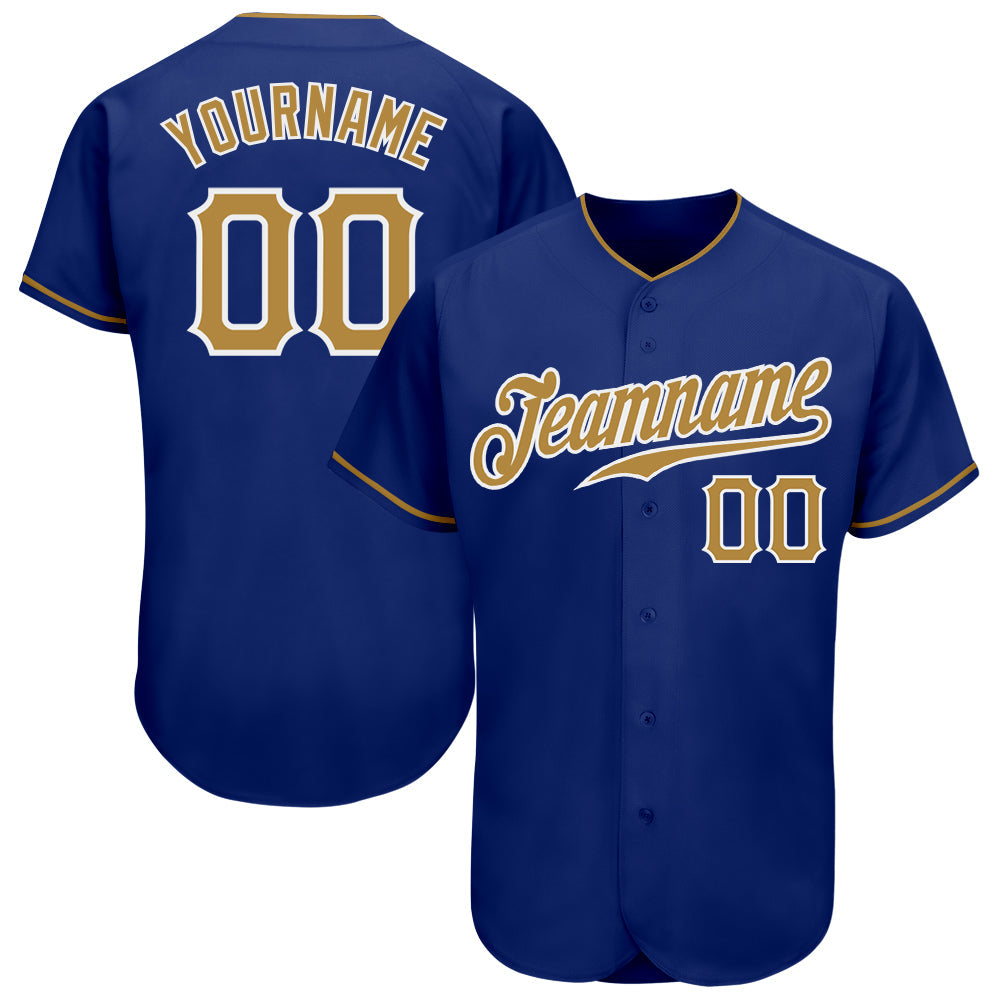 Custom Royal Old Gold-White Authentic Baseball Jersey - Sky-Custom