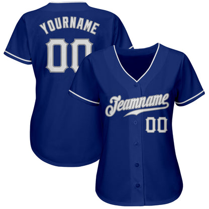 Custom Royal White-Gray Authentic Baseball Jersey - Sky-Custom