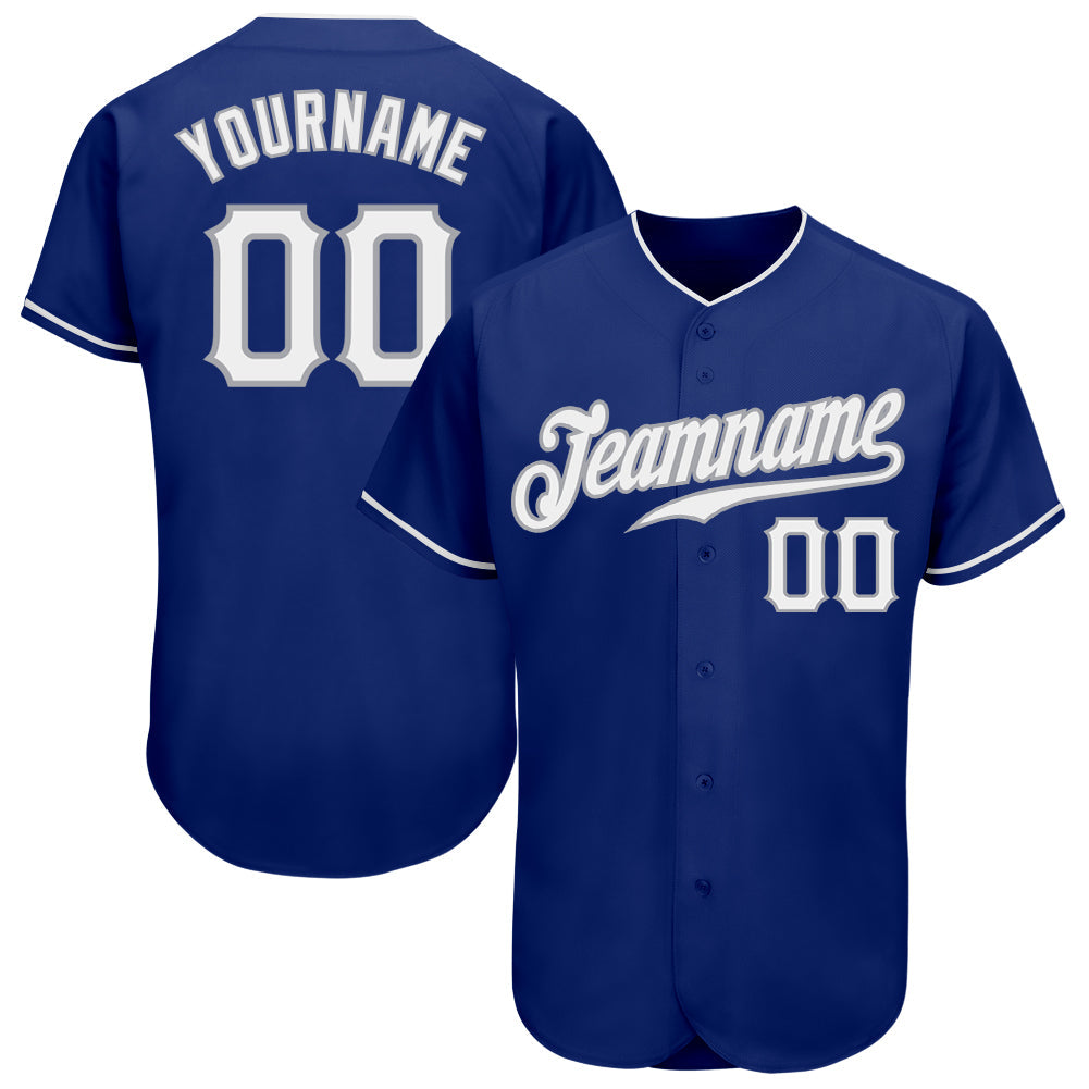Custom Royal White-Gray Authentic Baseball Jersey - Sky-Custom