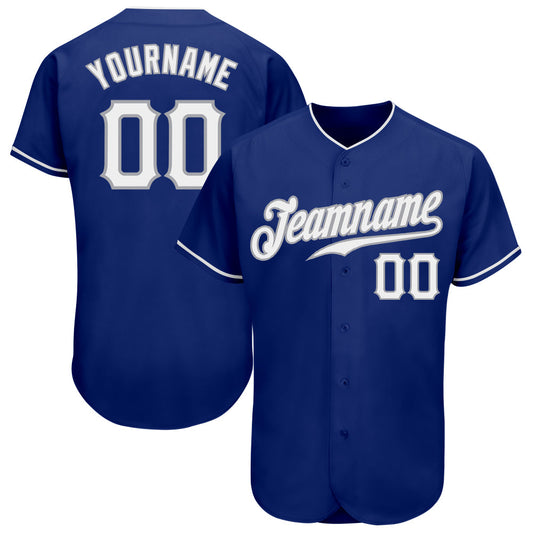 Custom Royal White-Gray Authentic Baseball Jersey - Sky-Custom