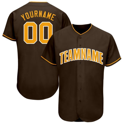 Custom Brown Gold-White Baseball Jersey - Sky-Custom