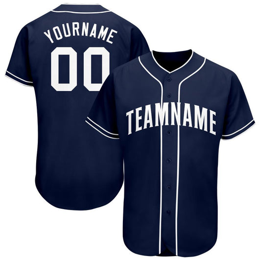 Custom Navy White Baseball Jersey - Sky-Custom