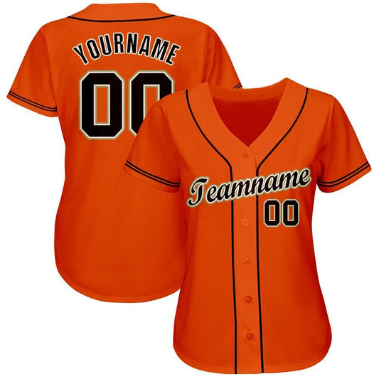 Custom Orange Black Cream-Old Gold Baseball Jersey - Sky-Custom