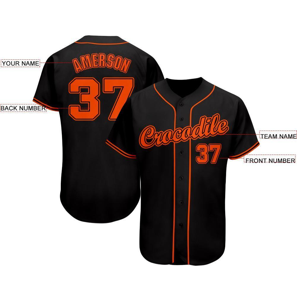 Custom Black Orange Baseball Jersey - Sky-Custom