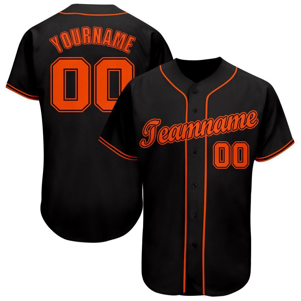 Custom Black Orange Baseball Jersey - Sky-Custom