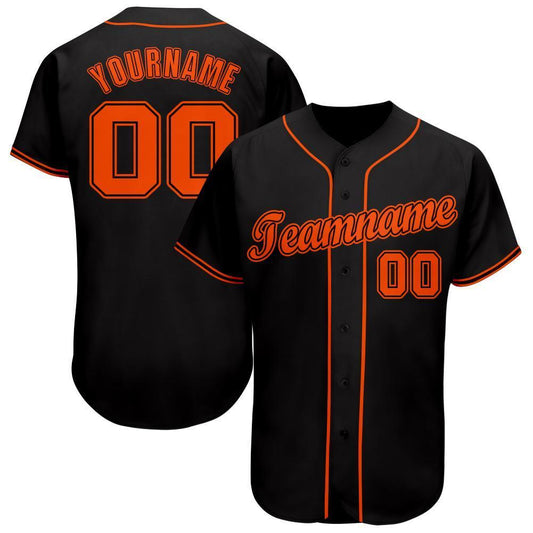 Custom Black Orange Baseball Jersey - Sky-Custom