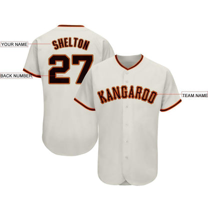 Custom Cream Black-Orange Baseball Jersey - Sky-Custom