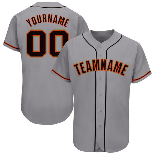 Custom Gray Black Orange-Old Gold Baseball Jersey - Sky-Custom