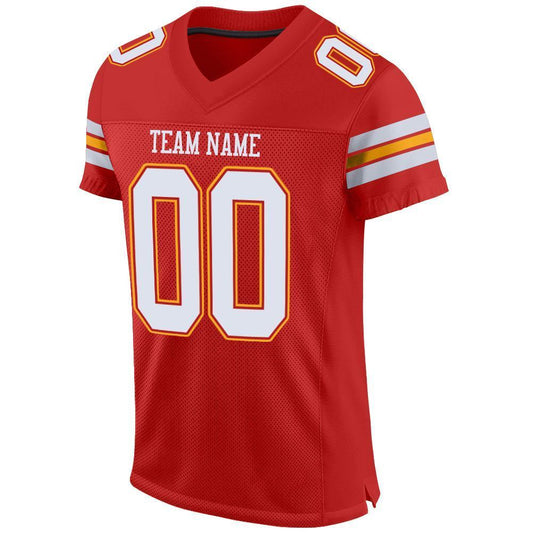 Custom Scarlet White-Gold Mesh Authentic Football Jersey - Sky-Custom