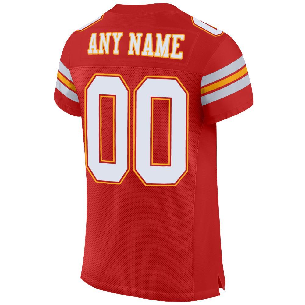 Custom Scarlet White-Gold Mesh Authentic Football Jersey - Sky-Custom