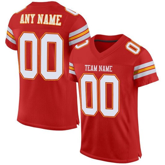 Custom Scarlet White-Gold Mesh Authentic Football Jersey - Sky-Custom