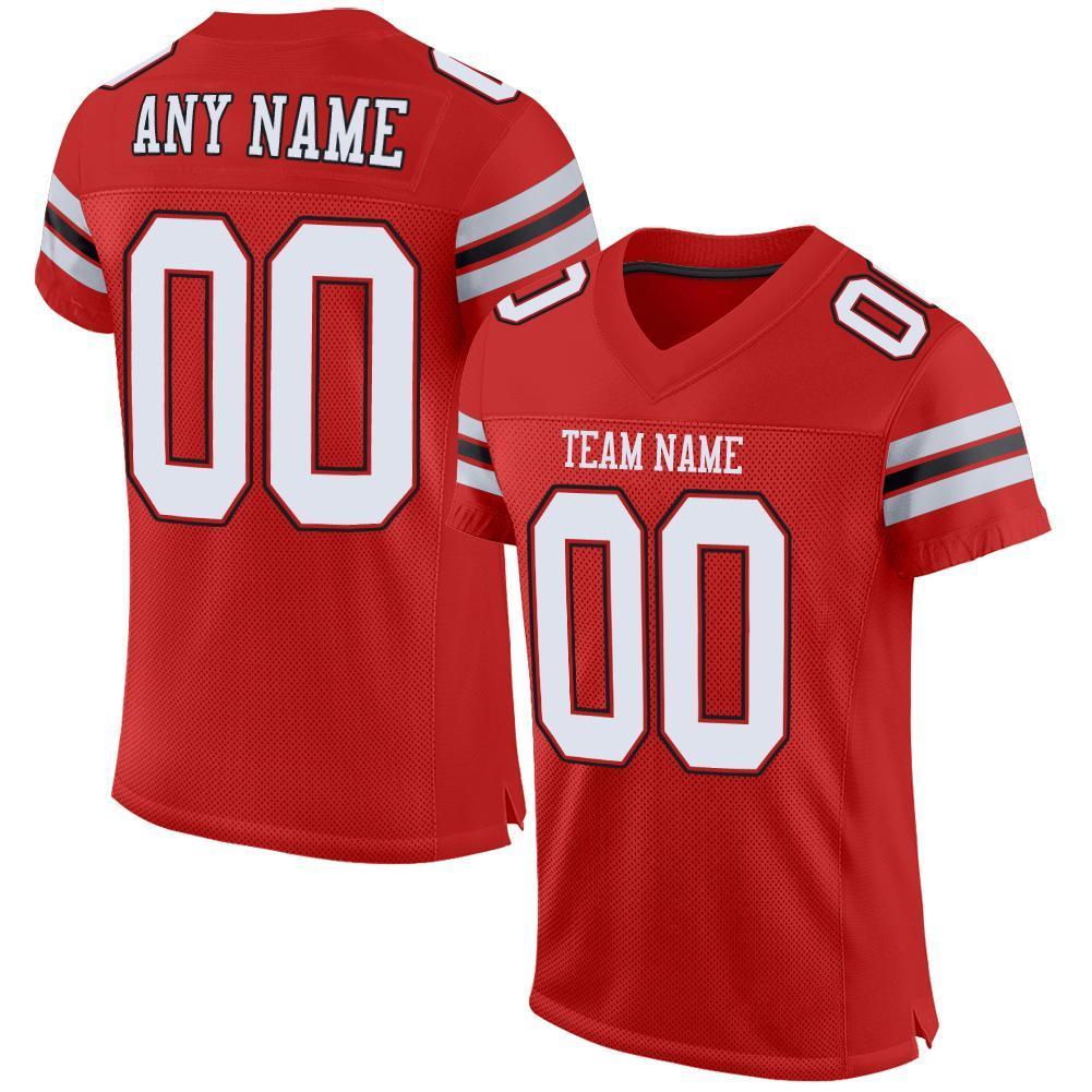 Custom Scarlet White-Black Mesh Authentic Football Jersey - Sky-Custom