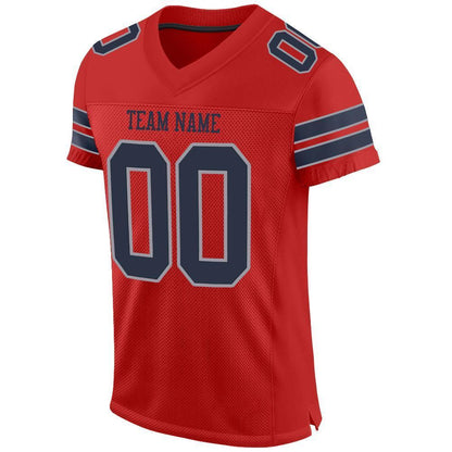 Custom Scarlet Navy-Light Gray Mesh Authentic Football Jersey - Sky-Custom