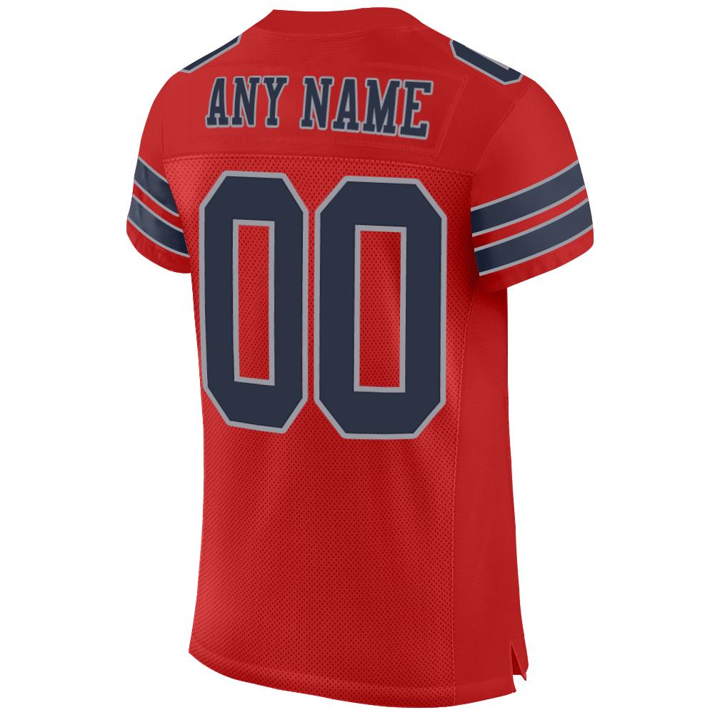Custom Scarlet Navy-Light Gray Mesh Authentic Football Jersey - Sky-Custom