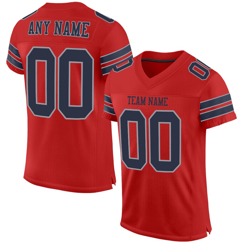 Custom Scarlet Navy-Light Gray Mesh Authentic Football Jersey - Sky-Custom
