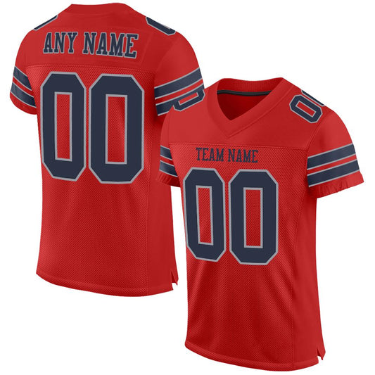 Custom Scarlet Navy-Light Gray Mesh Authentic Football Jersey - Sky-Custom