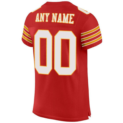Custom Scarlet White-Gold Mesh Authentic Football Jersey - Sky-Custom