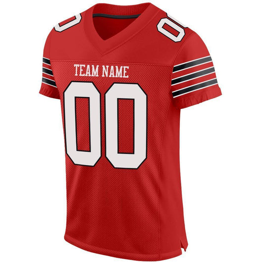 Custom Scarlet White-Black Mesh Authentic Football Jersey - Sky-Custom