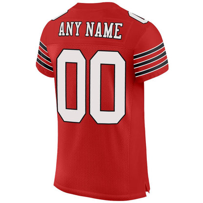 Custom Scarlet White-Black Mesh Authentic Football Jersey - Sky-Custom