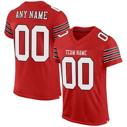 Custom Scarlet White-Black Mesh Authentic Football Jersey - Sky-Custom
