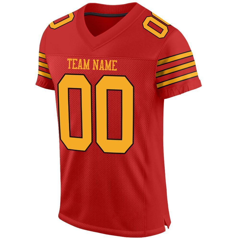 Custom Scarlet Gold-Black Mesh Authentic Football Jersey - Sky-Custom