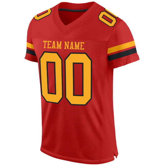Custom Scarlet Gold-Black Mesh Authentic Football Jersey - Sky-Custom