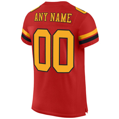 Custom Scarlet Gold-Black Mesh Authentic Football Jersey - Sky-Custom