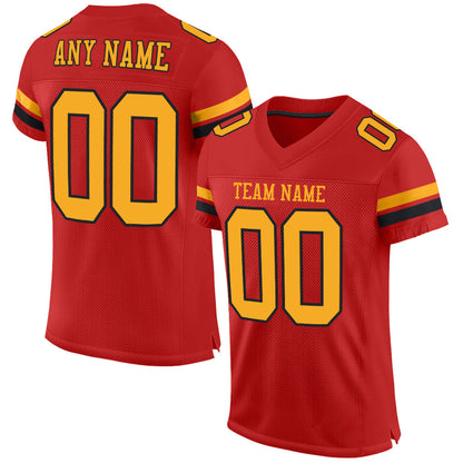 Custom Scarlet Gold-Black Mesh Authentic Football Jersey - Sky-Custom