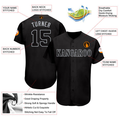 Custom Black Gray Baseball Jersey - Sky-Custom