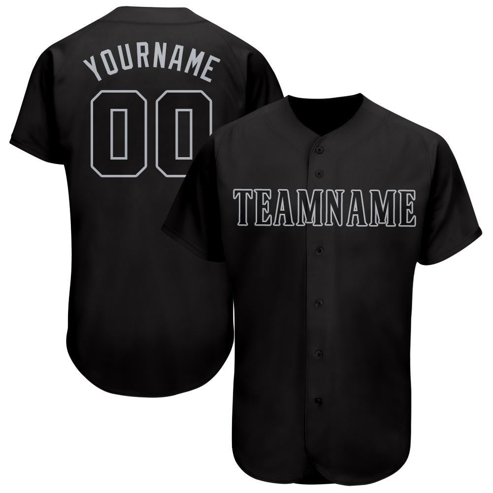 Custom Black Gray Baseball Jersey - Sky-Custom