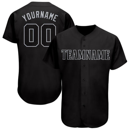 Custom Black Gray Baseball Jersey - Sky-Custom