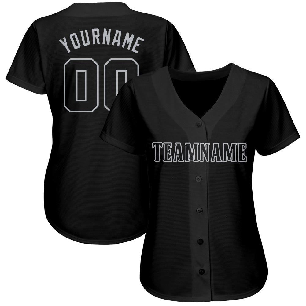 Custom Black Gray Baseball Jersey - Sky-Custom