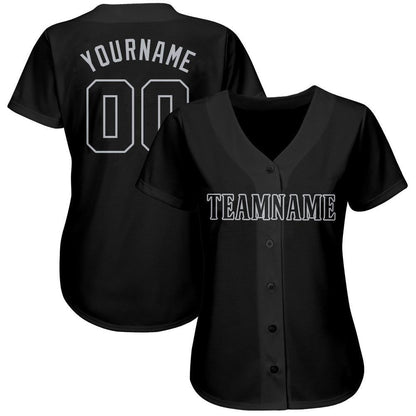 Custom Black Gray Baseball Jersey - Sky-Custom