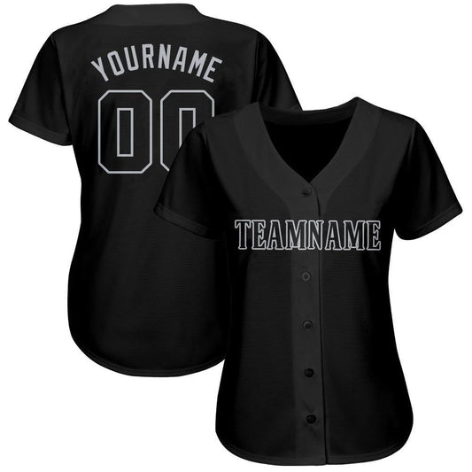 Custom Black Gray Baseball Jersey - Sky-Custom