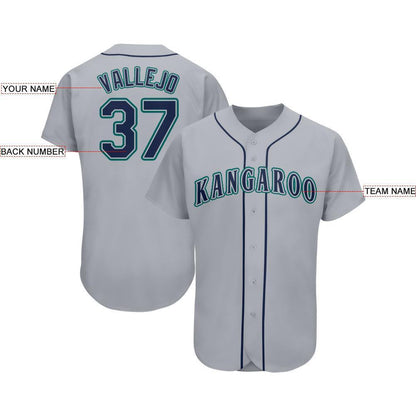 Custom Gray Navy-Teal Baseball Jersey - Sky-Custom