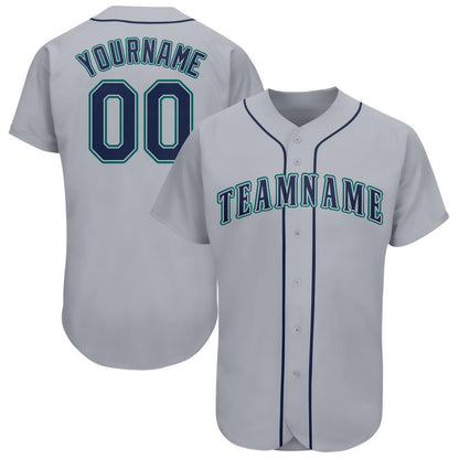 Custom Gray Navy-Teal Baseball Jersey - Sky-Custom