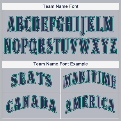 Custom Gray Navy-Teal Baseball Jersey - Sky-Custom