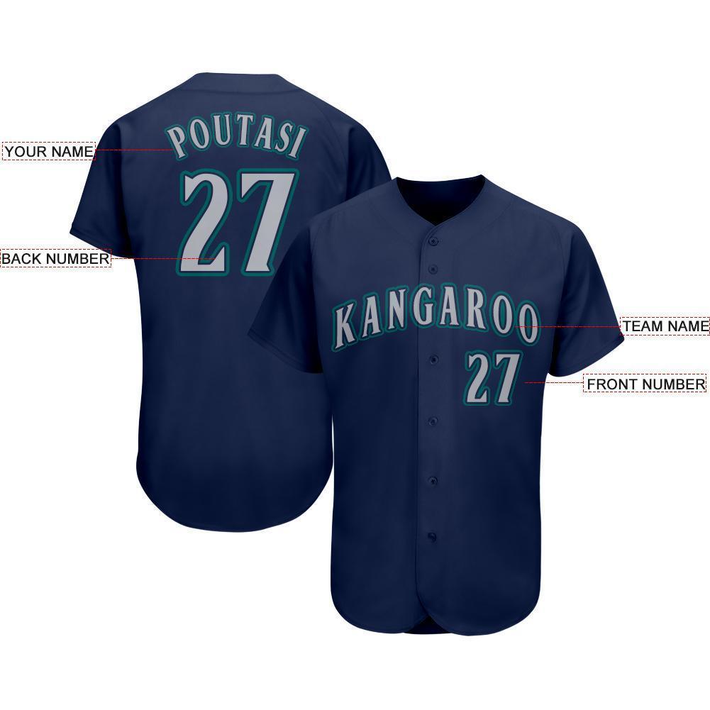 Custom Navy Gray-Teal Baseball Jersey - Sky-Custom