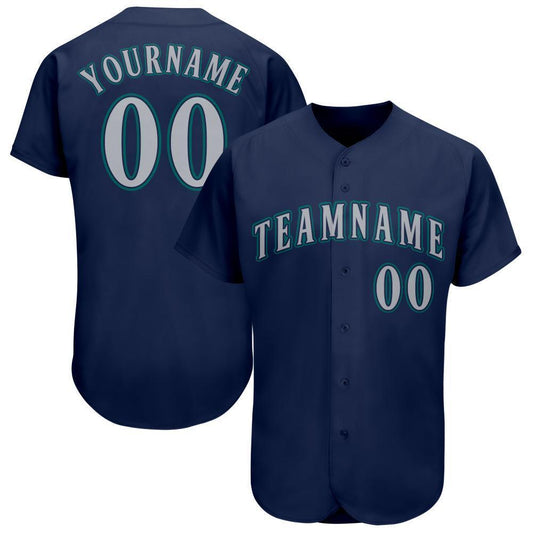 Custom Navy Gray-Teal Baseball Jersey - Sky-Custom