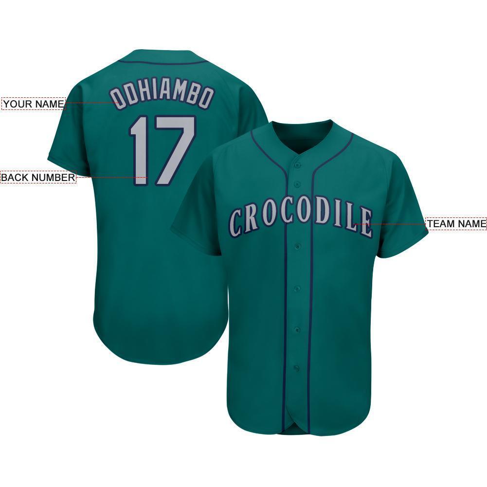 Custom Teal Gray-Navy Baseball Jersey - Sky-Custom