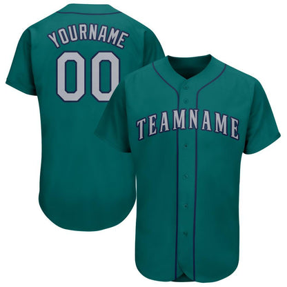 Custom Teal Gray-Navy Baseball Jersey - Sky-Custom