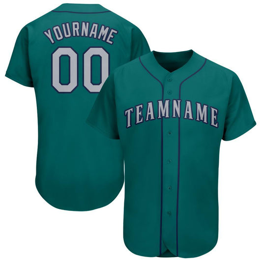 Custom Teal Gray-Navy Baseball Jersey - Sky-Custom