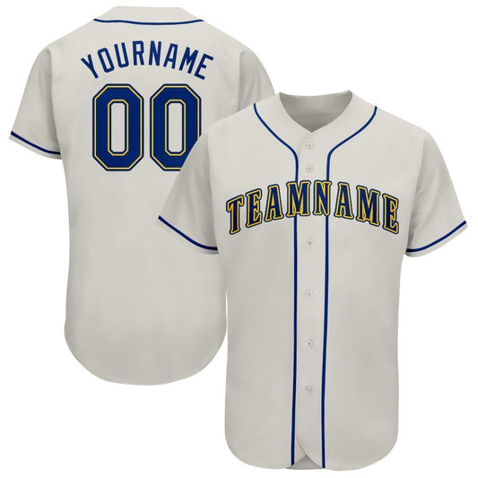 Custom Cream Royal-Gold Baseball Jersey - Sky-Custom