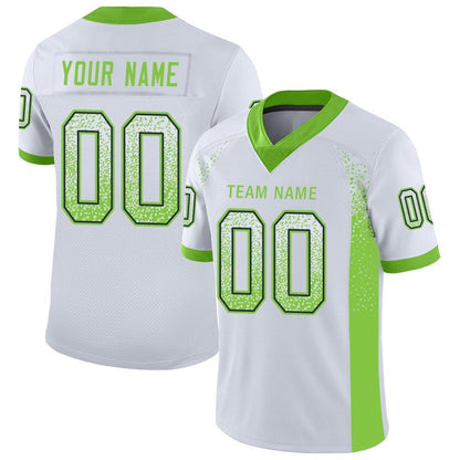 Custom White Neon Green-Navy Mesh Drift Fashion Football Jersey - Sky-Custom