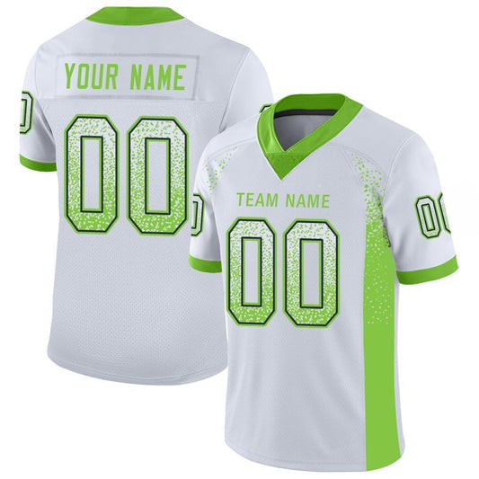 Custom White Neon Green-Navy Mesh Drift Fashion Football Jersey - Sky-Custom