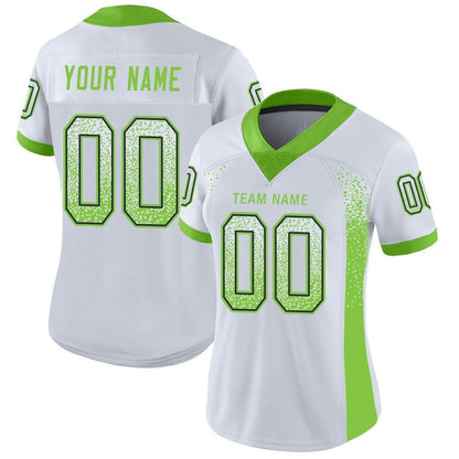 Custom White Neon Green-Navy Mesh Drift Fashion Football Jersey - Sky-Custom