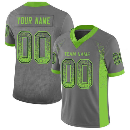 Custom Gray Neon Green-Navy Mesh Drift Fashion Football Jersey - Sky-Custom