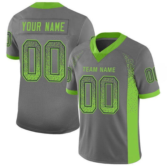 Custom Gray Neon Green-Navy Mesh Drift Fashion Football Jersey - Sky-Custom
