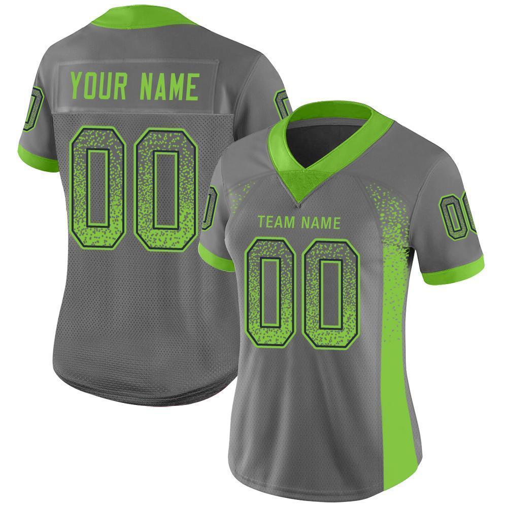 Custom Gray Neon Green-Navy Mesh Drift Fashion Football Jersey - Sky-Custom